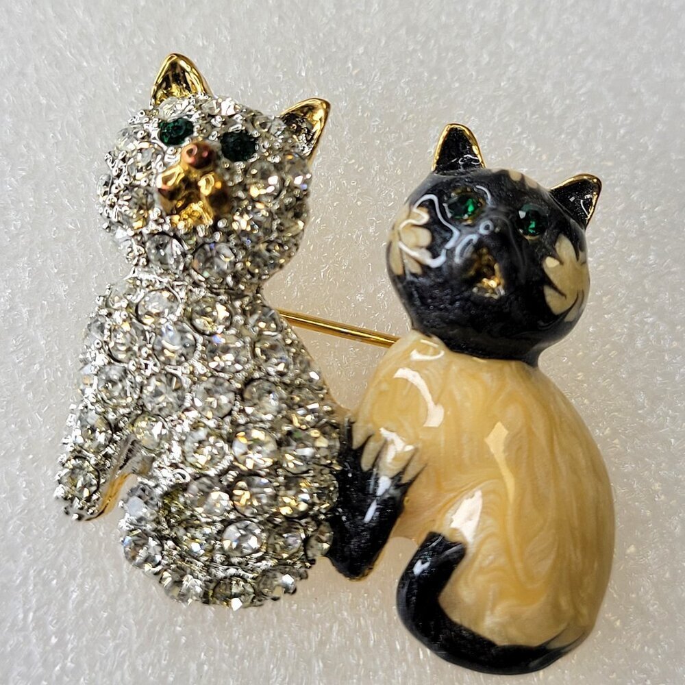 Cat BROOCH, Two Cats Brooch Pin